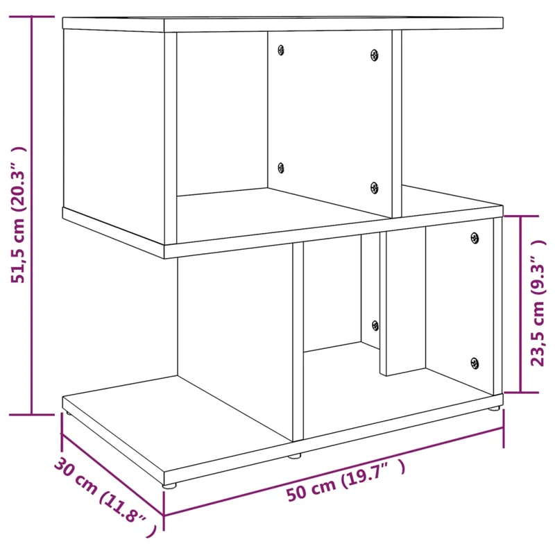 Table de chevet avec étagère 50 x 30 x 51,5 cm bois d'ingénierie gris DEC034676