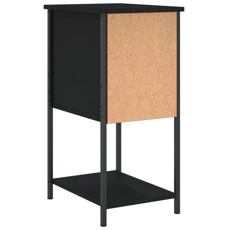 Table de chevet avec deux tiroirs et étagère 32 x 42 x 70 cm bois d’ingénierie noir DEC034346