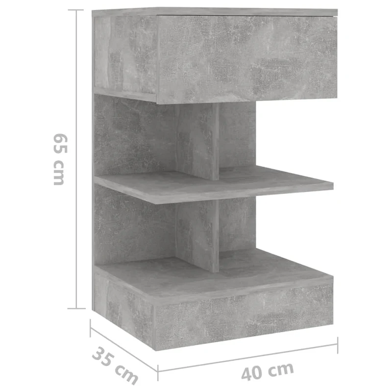 Lot de 2 tables de chevet avec étagères 40 x 35 x 65 cm en bois d'ingénierie gris DEC035379
