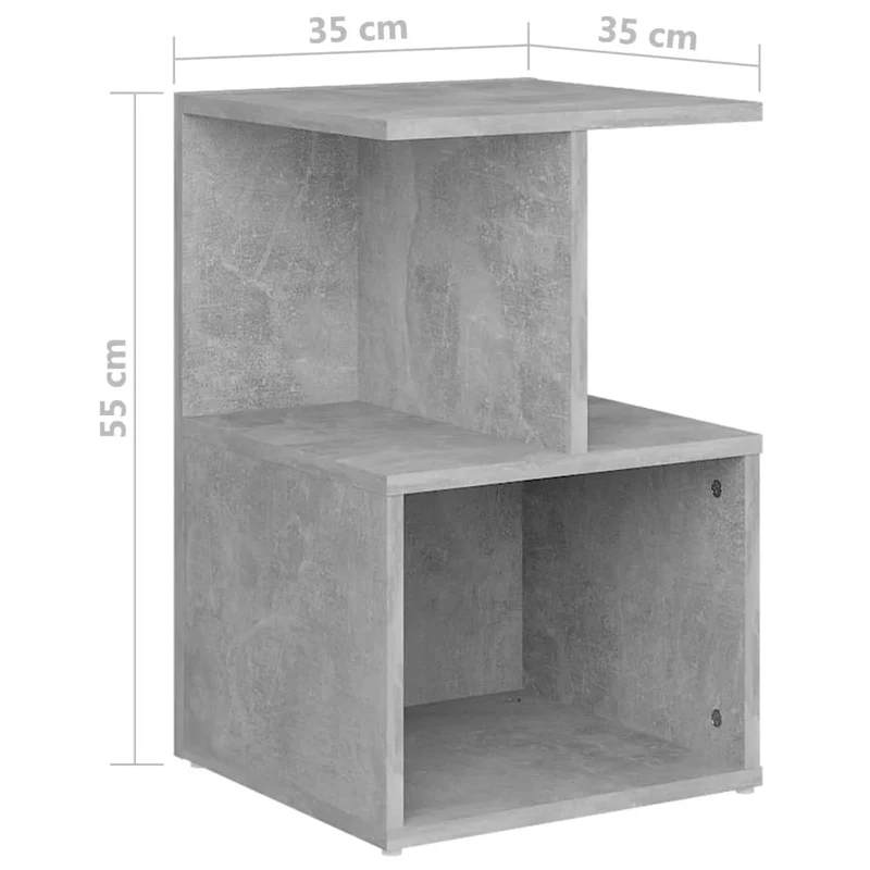 Lot de 2 tables de chevet avec étagères 35 x 35 x 55 cm bois d'ingénierie gris DEC035342