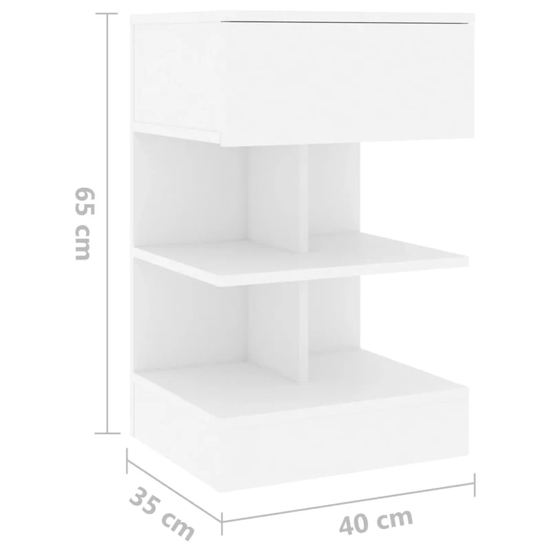 Lot de 2 tables de chevet avec tiroir et étagères 40 x 35 x 65 cm bois d’ingénierie blanc DEC034946