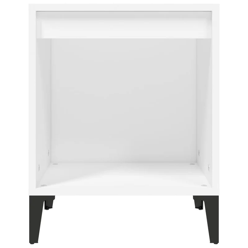 Lot de 2 tables de chevet avec compartiment ouvert 40 x 35 x 50 cm bois d'ingénierie blanc et métal DEC034928