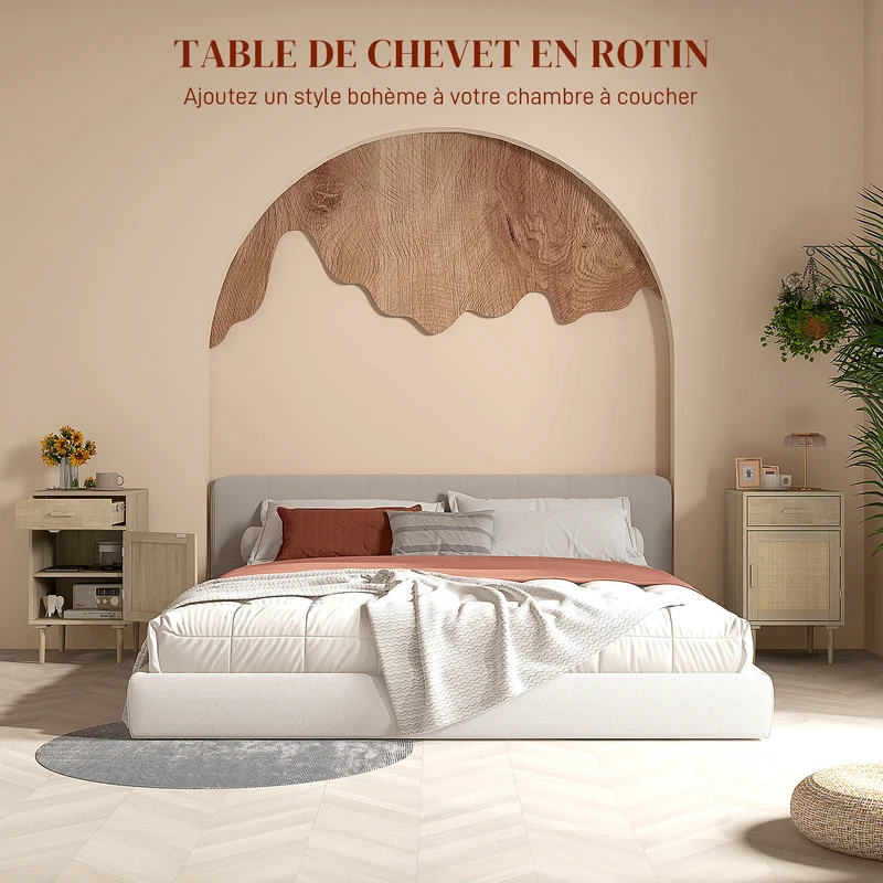 Lot de 2 tables de chevet avec placard et étagère 40 x 40 x 68,5 cm gain de place un tiroir rustique en bois naturel 21_0001681