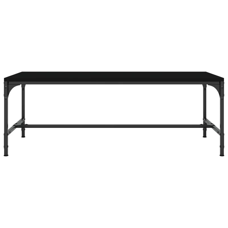 Table basse design industriel 100 x 50 x 35 cm bois d'ingénierie noir et acier DEC039539
