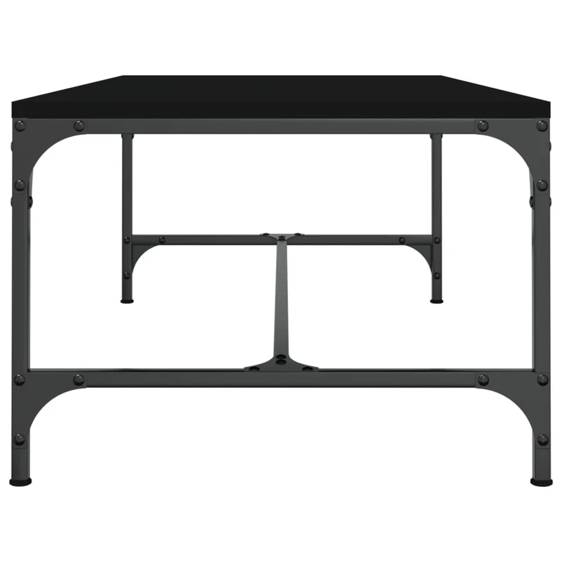 Table basse design industriel 100 x 50 x 35 cm bois d'ingénierie noir et acier DEC039539
