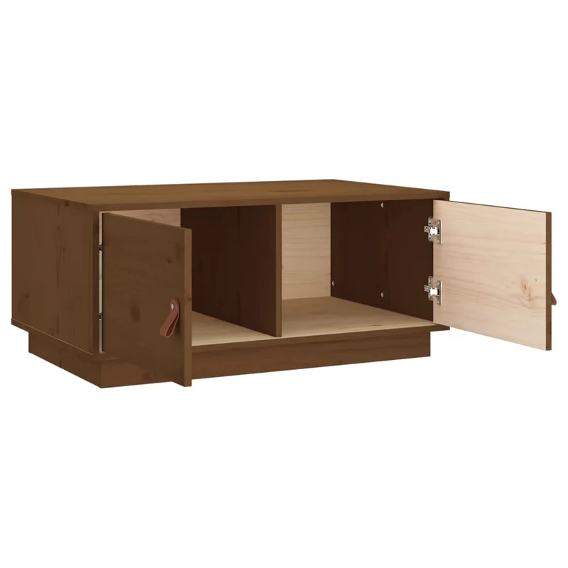 Table basse avec compartiments avec porte design rustique moderne 80 x 50 x 35 cm bois massif de pin marron DEC039495