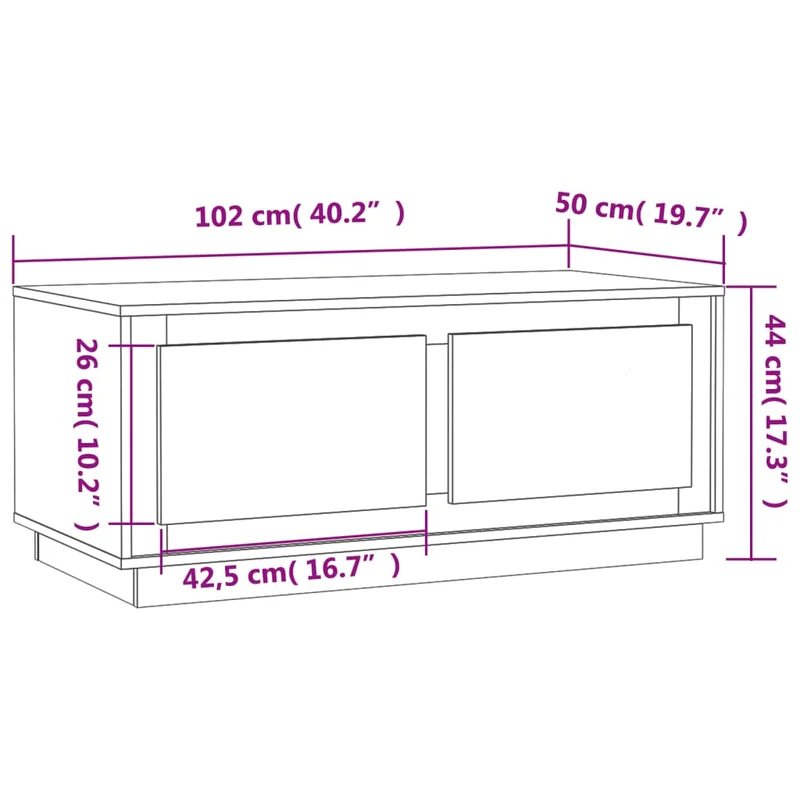 Table basse 2 compartiments design moderne et fonctionnel 102 x 50 x 44 cm bois d'ingénierie couleur chêne DEC038907
