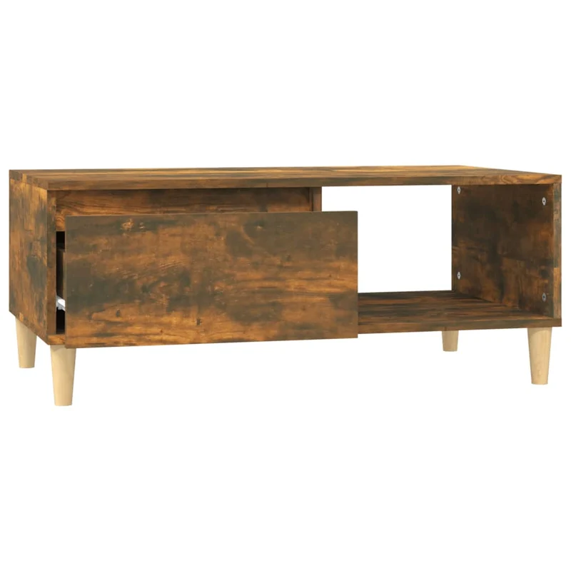 Table basse avec tiroir design rustique 90 x 50 x 36,5 cm bois d'ingénierie marron DEC038528