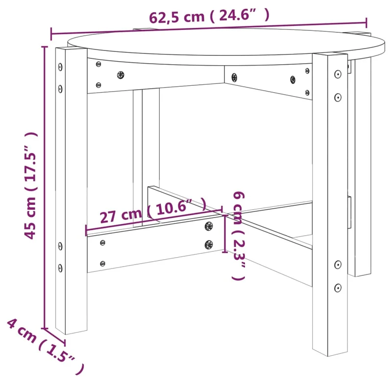 Table d'appoint design simple Ø 62,5 x 45 cm bois massif de pin blanc DEC038210