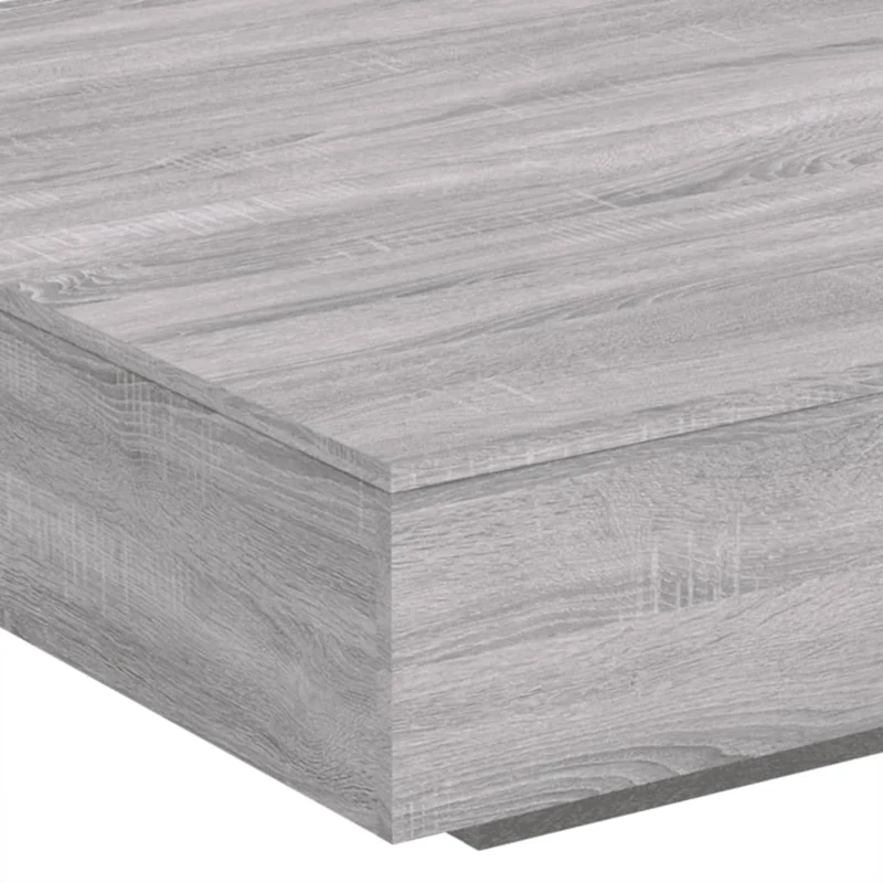 Table basse de salon design moderne avec lumières LED 100 x 100 x 31 cm bois d'ingénierie gris DEC037688