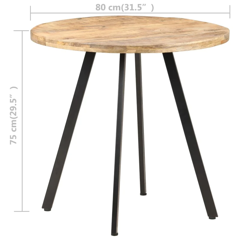 Table d'appoint diamètre 80 cm hauteur 75 cm style industriel en bois de manguier brut et fer DEC036633