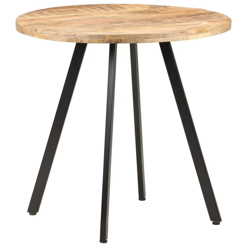 Table d'appoint diamètre 80 cm hauteur 75 cm style industriel en bois de manguier brut et fer DEC036633