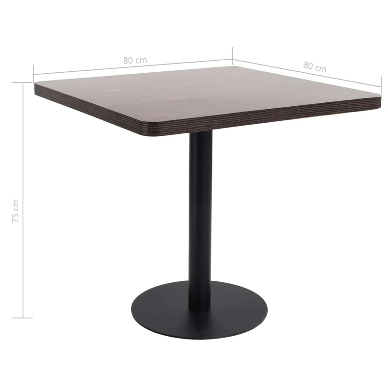 Table d'appoint auxiliaire design bistro 80 x 80 cm MDF marron et acier DEC036577