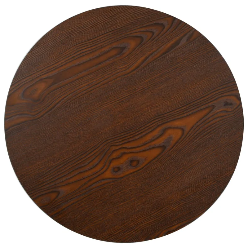 Table d'appoint auxiliaire style bistro classique hauteur 75 cm MDF marron et acier noir DEC036572