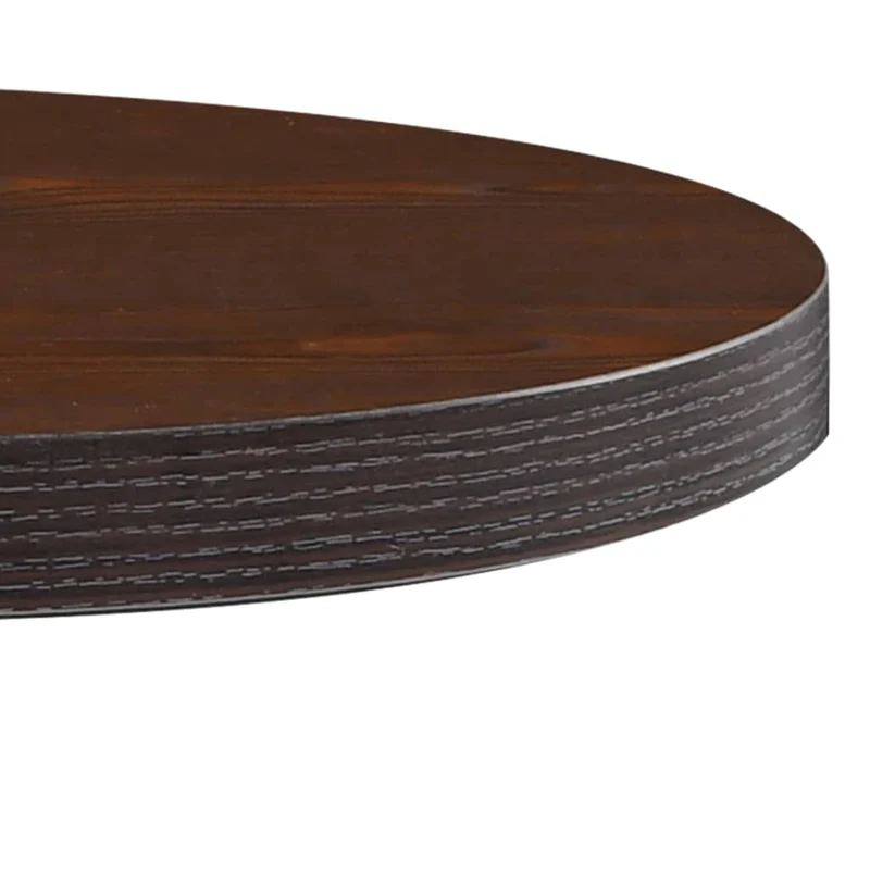 Table d'appoint auxiliaire style bistro classique hauteur 75 cm MDF marron et acier noir DEC036572