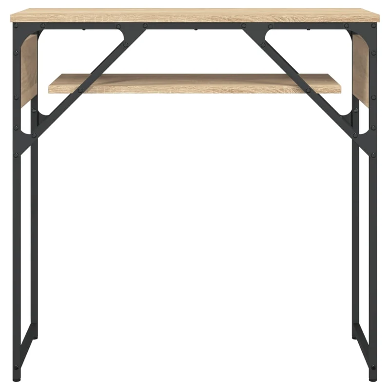 Table console avec étagère style industriel 75 x 30 x 75 cm bois d'ingénierie couleur chêne et métal DEC031648