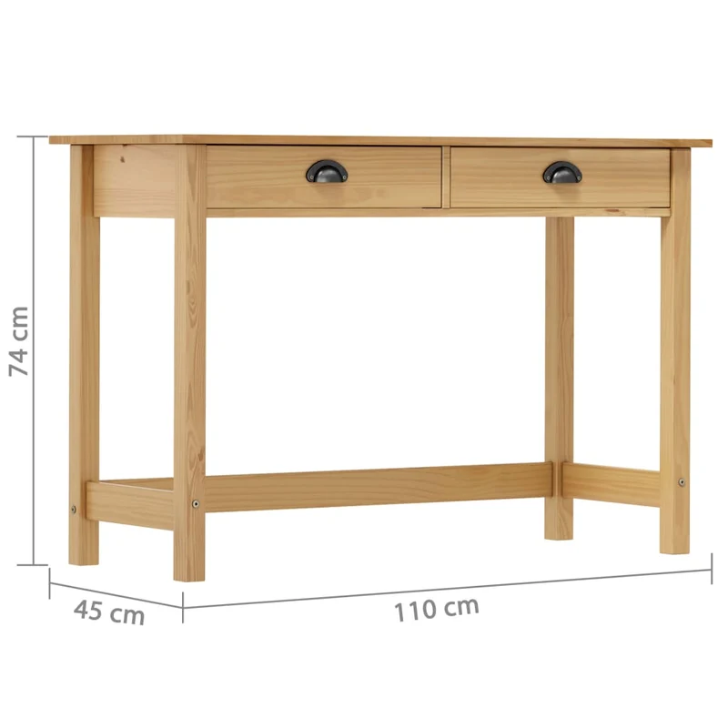 Meuble console d'entrée moderne avec tiroirs 110 x 45 x 74 cm bois de pin marron miel DEC032026
