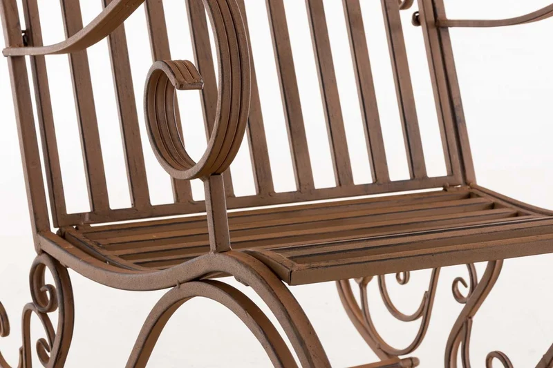 Chaise fauteuil à bascule rocking chair pour jardin en fer marron vieilli MDJ10101