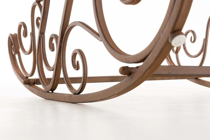 Chaise fauteuil à bascule rocking chair pour jardin en fer marron vieilli MDJ10101