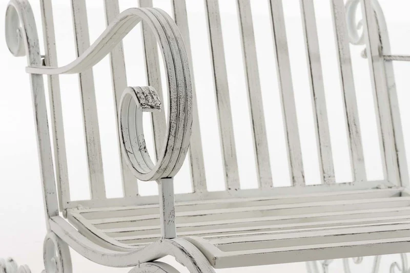 Chaise fauteuil à bascule rocking chair pour jardin en fer blanc vieilli MDJ10104