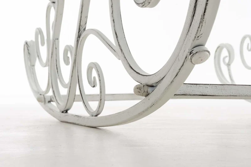 Chaise fauteuil à bascule rocking chair pour jardin en fer blanc vieilli MDJ10104