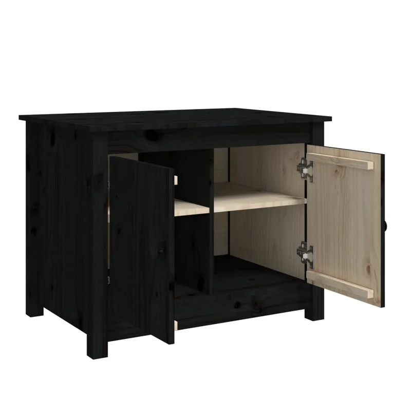 Table basse 4 compartiments design rustique classique 71 x 49 x 55 cm bois massif de pin noir DEC039744