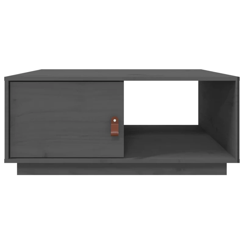 Table basse avec espace de rangement design minimaliste 80 x 50 x 35,5 cm bois massif de pin gris DEC039202