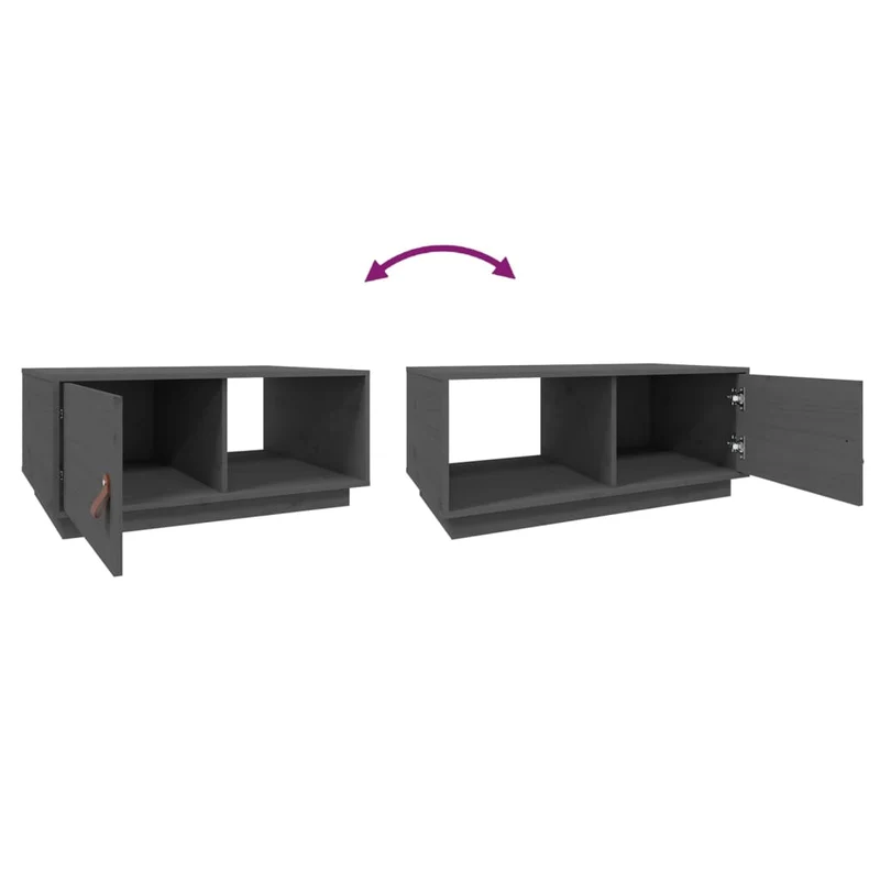 Table basse avec espace de rangement design minimaliste 80 x 50 x 35,5 cm bois massif de pin gris DEC039202