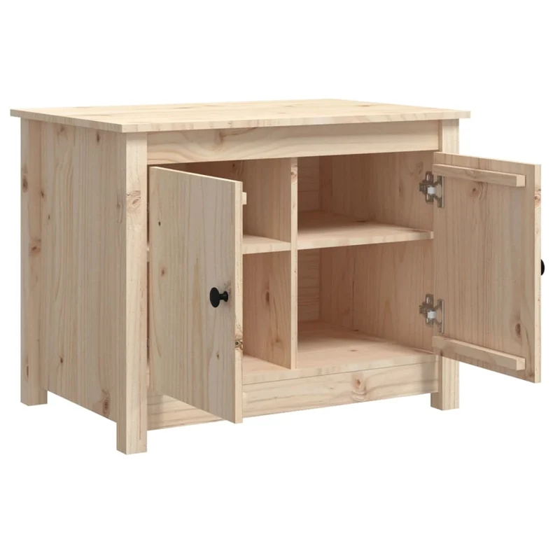 Table basse de salon 4 compartiments 71 x 49 x 55 cm bois massif de pin couluer chêne DEC037132