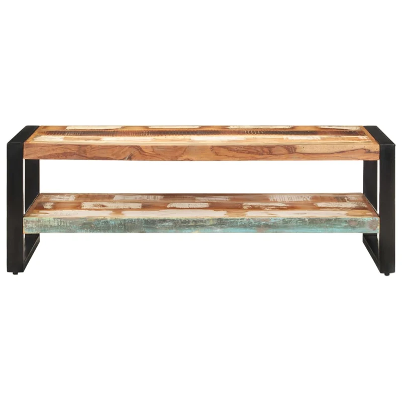 Table basse de salon design industriel 120 x 60 x 40 cm bois de récupération solide coloré DEC037021