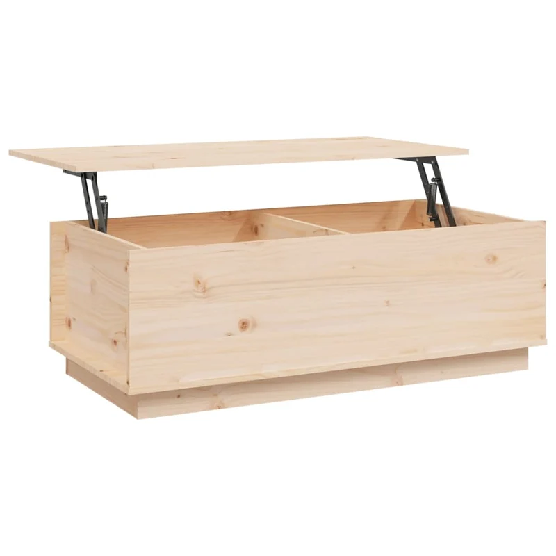 Table basse de salon avec dessus relevable design rustique 100 x 50 x 35 cm bois massif de pin DEC036926