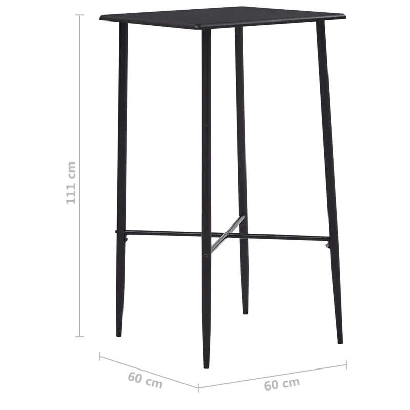 Table d’appoint multifonction table haute 60 x 60 x 111 cm MDF noir et acier DEC036492