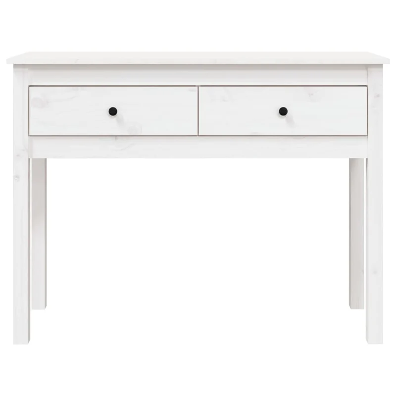 Table console avec tiroirs 100 x 35 x 75 cm bois massif de pin blanc DEC031677
