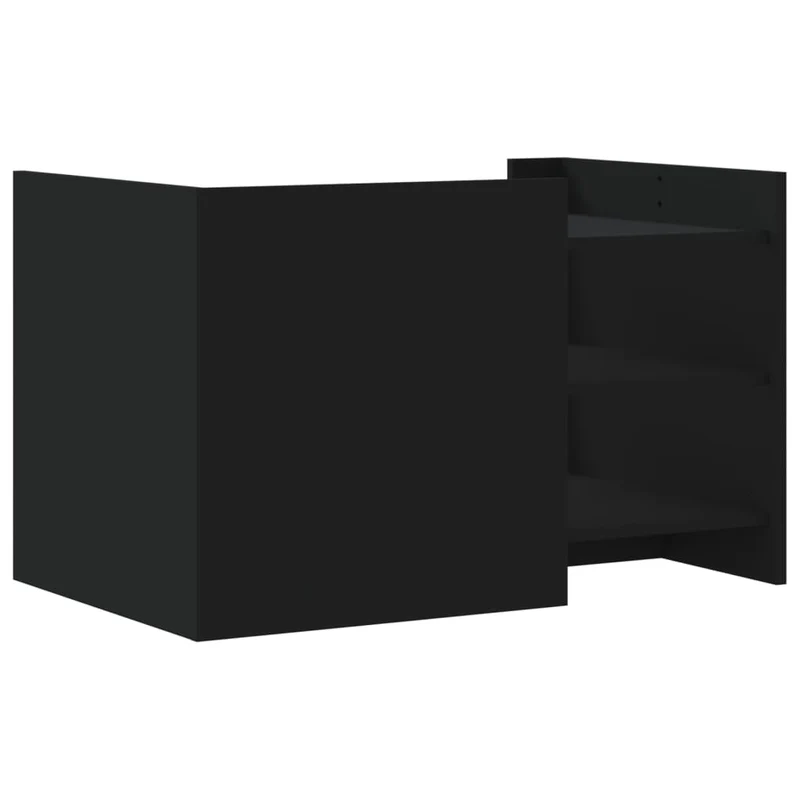 Table basse avec étagères design moderne 80 x 50 x 50 cm bois d'ingénierie noir DEC039778