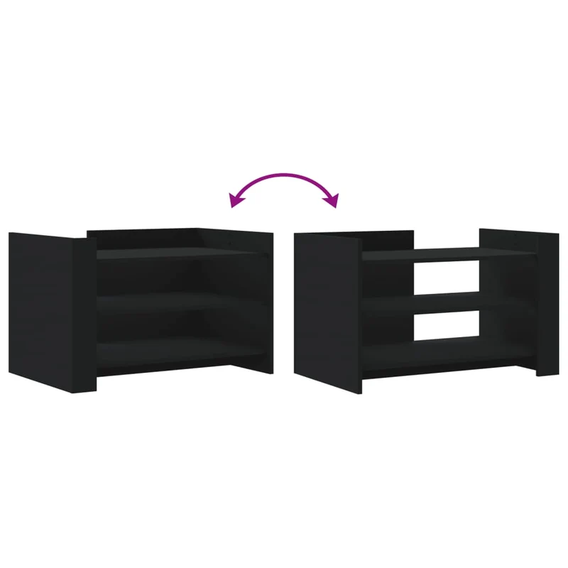 Table basse avec étagères design moderne 80 x 50 x 50 cm bois d'ingénierie noir DEC039778