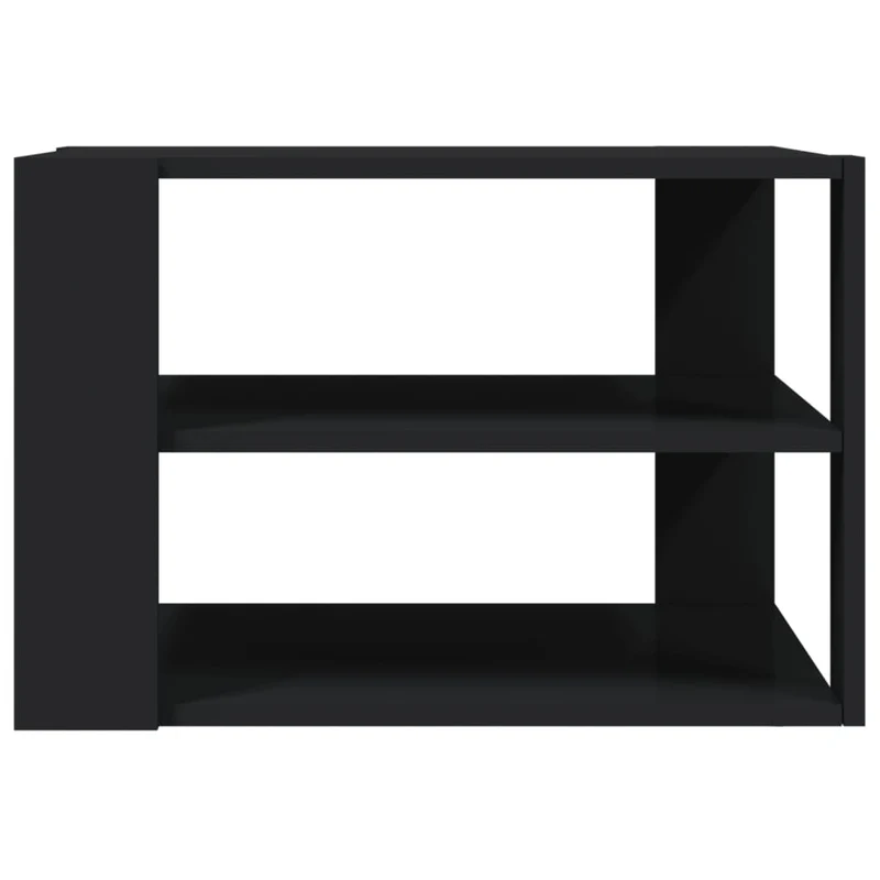 Table basse avec étagères design moderne et contemporaine 59,5 x 59,5 x 40 cm bois d'ingénierie noir DEC039697