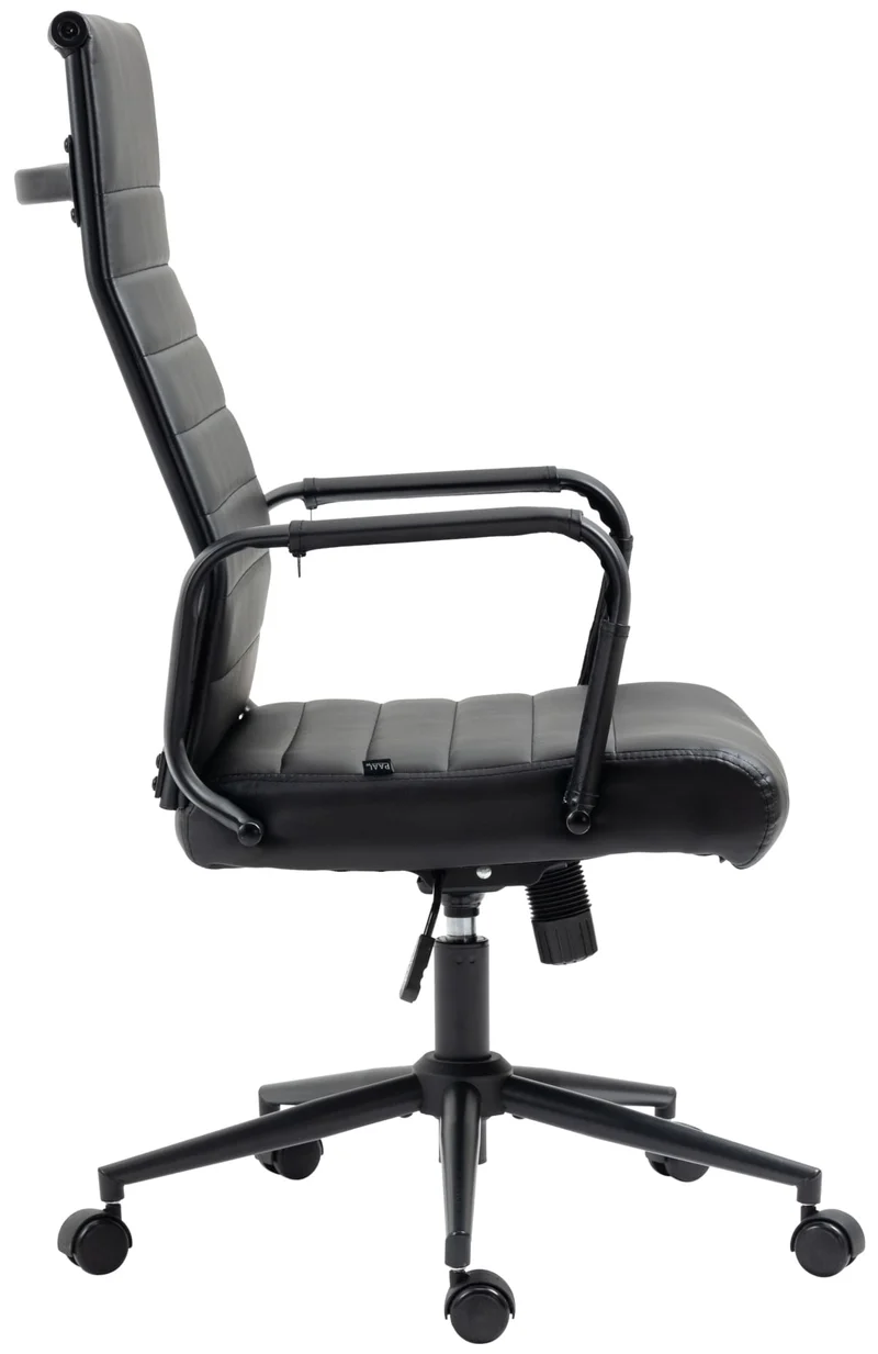 Fauteuil de bureau avec accoudoirs siège pivotant mécanisme à bascule en PVC noir 10_0002514