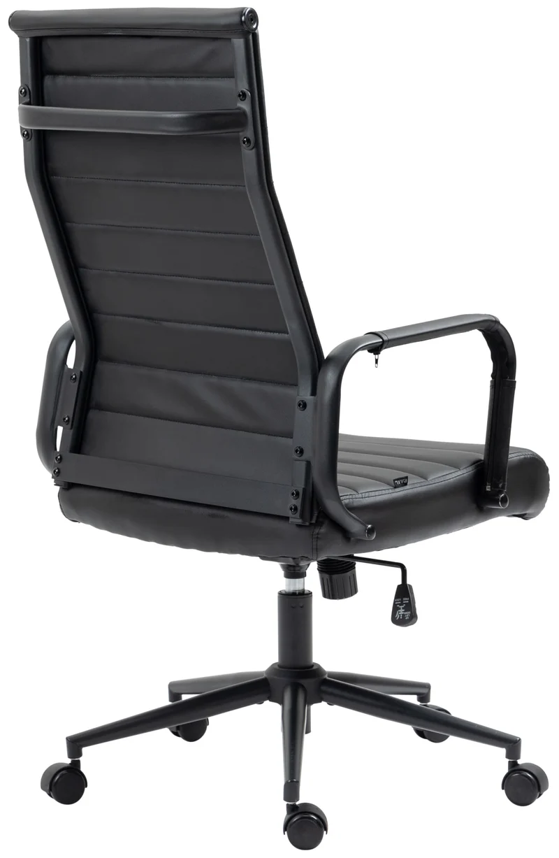 Fauteuil de bureau avec accoudoirs siège pivotant mécanisme à bascule en PVC noir 10_0002514