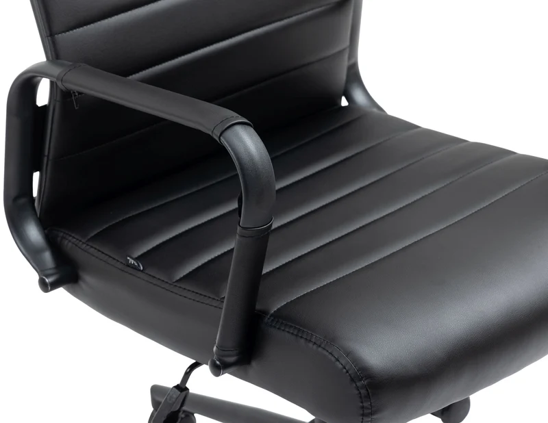 Fauteuil de bureau avec accoudoirs siège pivotant mécanisme à bascule en PVC noir 10_0002514