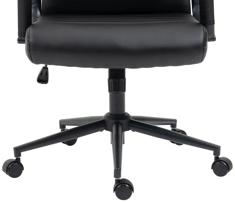 Fauteuil de bureau avec accoudoirs siège pivotant mécanisme à bascule en PVC noir 10_0002514