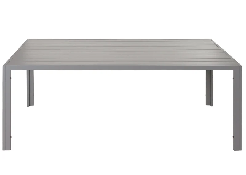 Table de jardin en aluminium résistante aux intempéries 180 x 80 cm gris clair 04_0008553