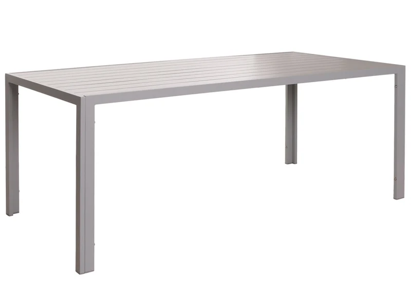 Table de jardin en aluminium résistante aux intempéries 180 x 80 cm gris clair 04_0008553
