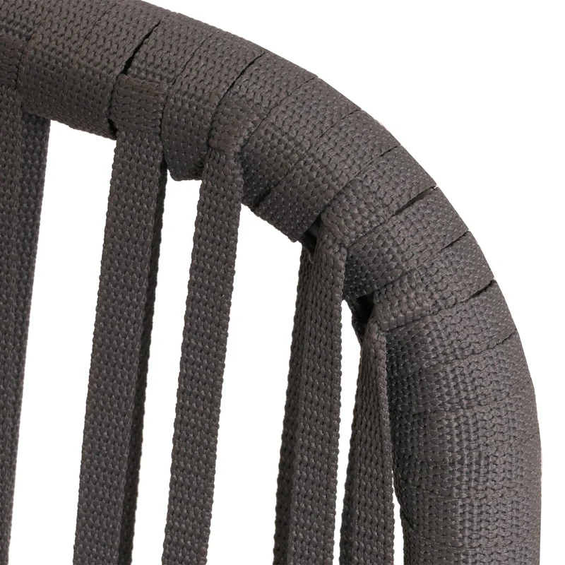 Lot de 2 chaises de jardin accoudoir corde en aluminium corde en maille anthracite coussin taupe 04_0007306