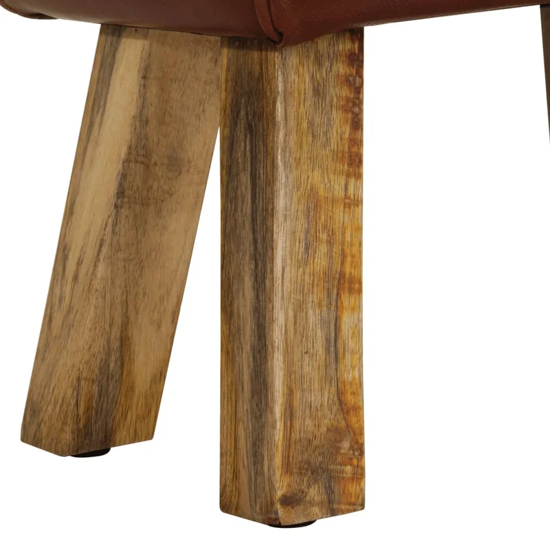 Banc saut de cheval tabouret 38 cm en cuir véritable marron et manguier brun DEC025011