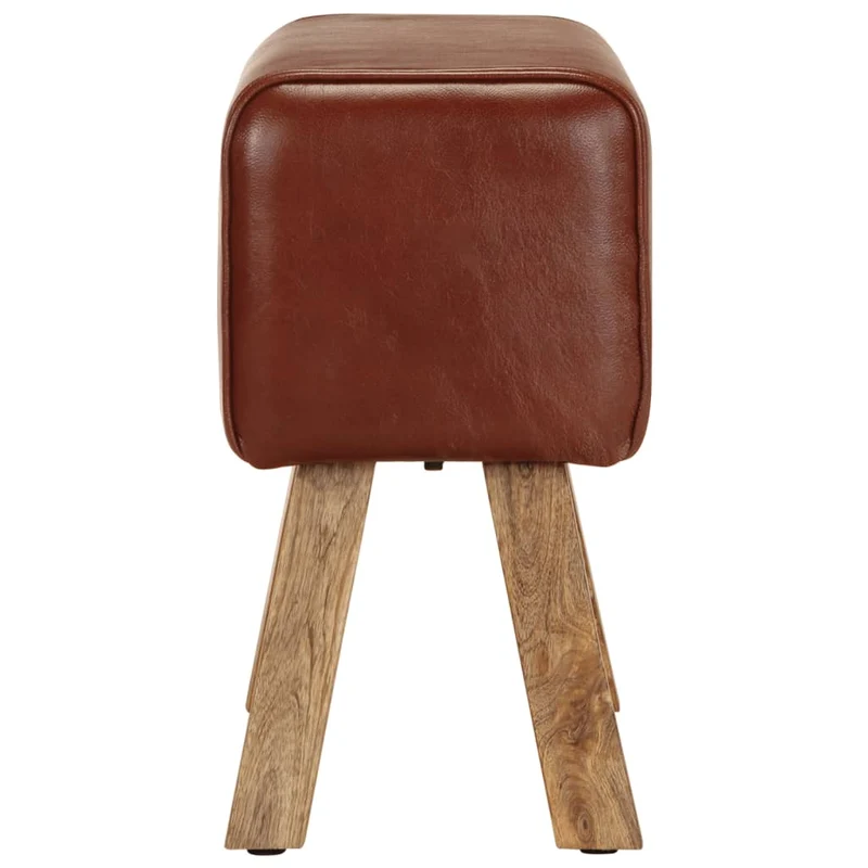 Banc tabouret design saut de cheval 58 cm en cuir véritable et manguier brun DEC025013