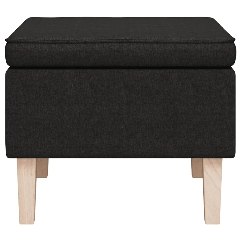 Tabouret assise repose-pieds avec pieds en bois et tissu noir DEC026312