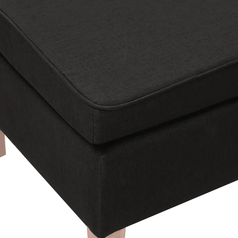 Tabouret assise repose-pieds avec pieds en bois et tissu noir DEC026312