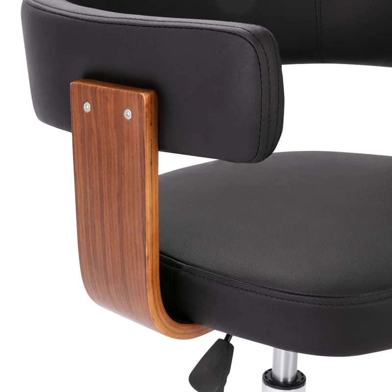 Chaise de salon bureau pivotante sur roulettes enbois courbé et synthétique CDS020107
