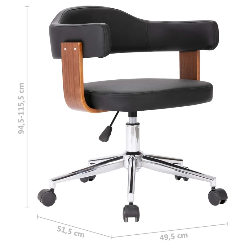 Chaise de salon bureau pivotante sur roulettes enbois courbé et synthétique CDS020107