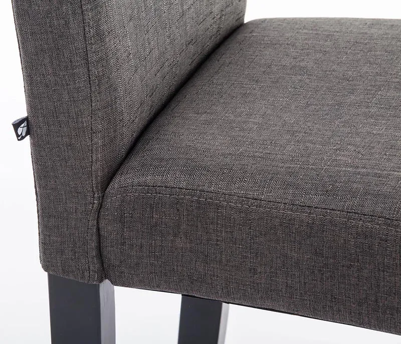 Lot de 4 chaises de salle à manger design classique en tissu gris foncé et pieds en bois noir 10_0001773